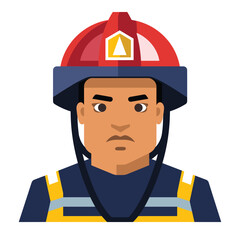 Friendly male firefighter vector illustration, smiling fireman wearing helmet, protective gear. Professional firefighter character ready duty, safety uniform. Cartoon fireman portrait, rescue worker