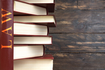 Law and Justice, Legality concept, Judge Gavel on a wooden background, Law library concept.