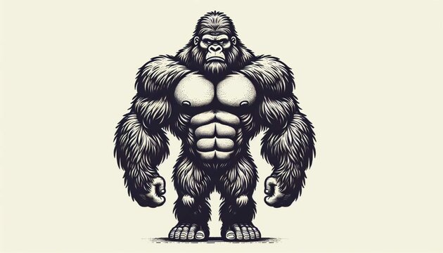 Muscular primate exhibiting its dominant presence.