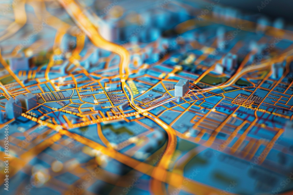 Poster mapping out a citys public transportation framework highlighting efficiency and passenger mobility e