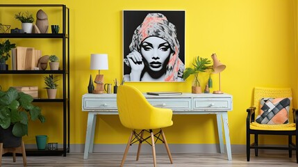 walls yellow home office