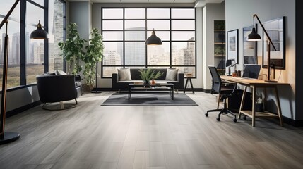 office gray hardwood floor