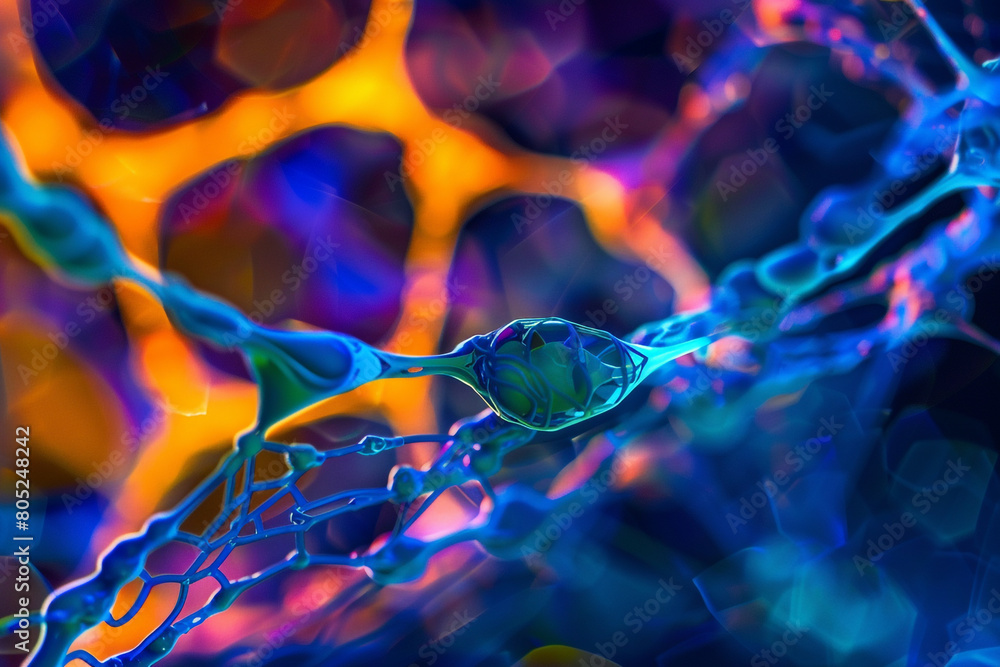 Poster microscopic view of a synthetic polymer used in biomedical engineering, highlighting the intersectio