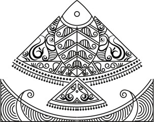Indian Traditional and Cultural Rangoli, Alpona, Kolam, or Paisley vector line art. Bengal Art India. centuries-old Bengali art tradition of the Bengal region, for textile printing, logo, wallpaper	
