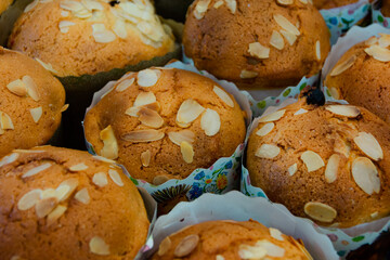 Cookies with walnuts. Soft shaker biscuits. Sweets. Pastries. Soft focus. A view from above. Copy space.