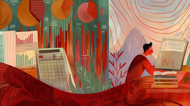 Financial Analyst's desk with focus on continuous learning and pursuit of expertise