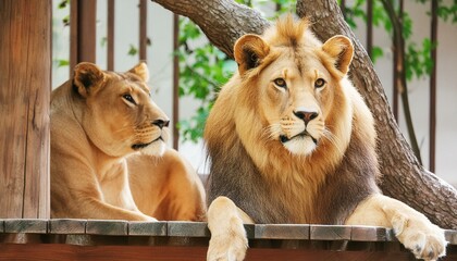 lion and lioness in serengeti lion and lioness lion, animal, cat, mane, wildlife, king, wild,...