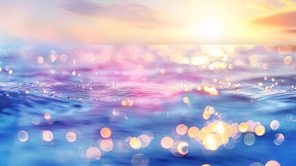 Abstract blurred background of water surface with bokeh light effect.