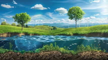 An illustration of the carbon cycle in a natural setting