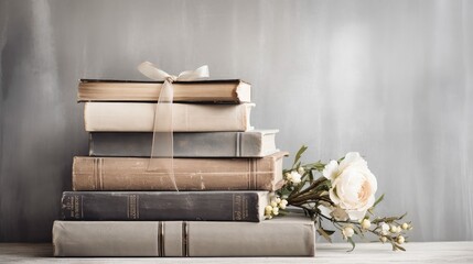 books grey paper background
