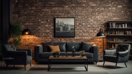 walls blurred modern brick interior
