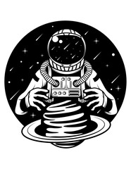  Astronaut | Spaceman| Outer Space | Solar System | Universe | Planet | Spaceship | Original Illustration | Vector and Clipart | Cutfile and Stencil