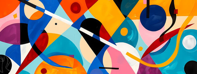 An abstract composition using bold contrasting colors