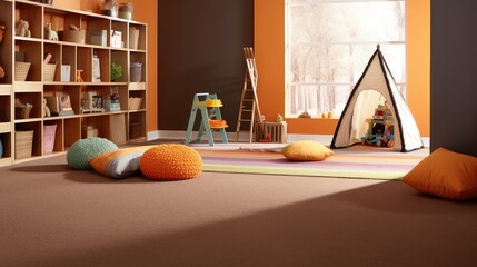 earthy brown carpet In the second photograph