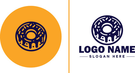 donut icon Doughnut Ring-shaped pastry Fried dough pastry flat logo sign symbol editable vector