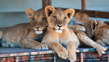 little lion cubs relaxing