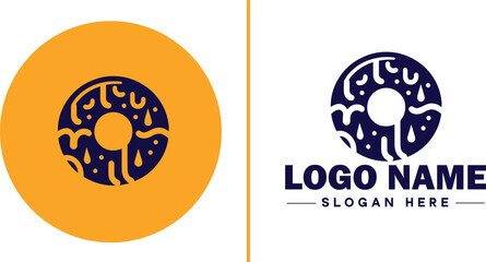 donut icon Doughnut Ring-shaped pastry Fried dough pastry flat logo sign symbol editable vector