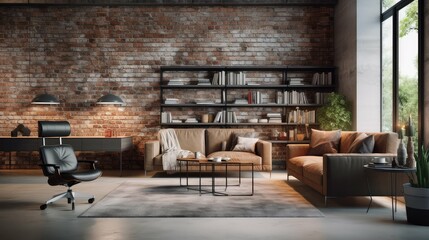 exposed blurred modern living room interior