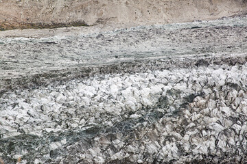 Hopper Glacier in Hunza, Gilgit Baltistan. Beautiful mountains view. 