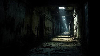 eerie dark corridor