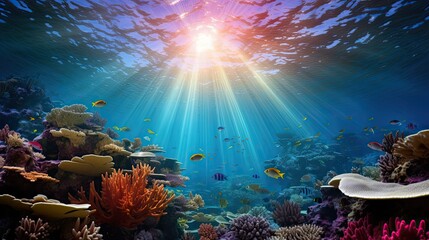 Naklejka premium under sun rays water