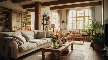 Fototapeta premium beams blurred interior living room