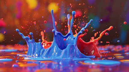 rendered Abstract colorful splash background , Abstract paint splatters