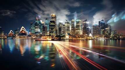 Fototapeta premium skyline city lights blur