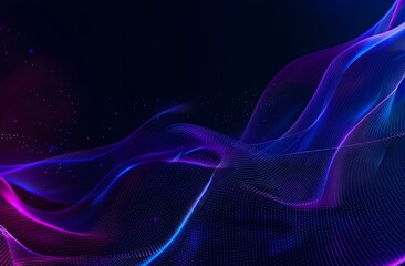 Obraz premium Abstract blue and purple gradient background with glowing dots wave line vector illustration 