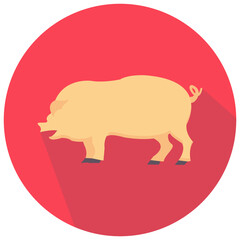 pig round flat vector icon