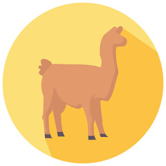 llama round flat vector icon