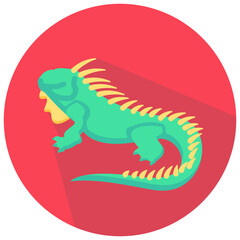 iguana round flat vector icon
