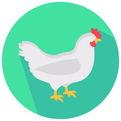 chicken round flat vector icon