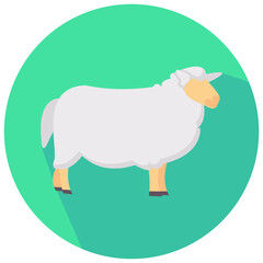 sheep round flat vector icon