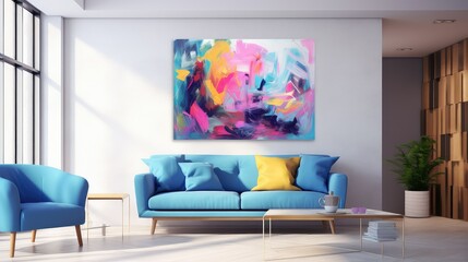painting blurred colorful home interior