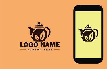 teapot icon Tea kettle Tea urn flat logo sign symbol editable vector