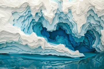 Obraz premium Perito Moreno Glacier transformed into a delicate paper cut art piece reflecting the icy splendor of Argentina 