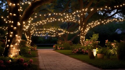 Obraz premium patio string lighting