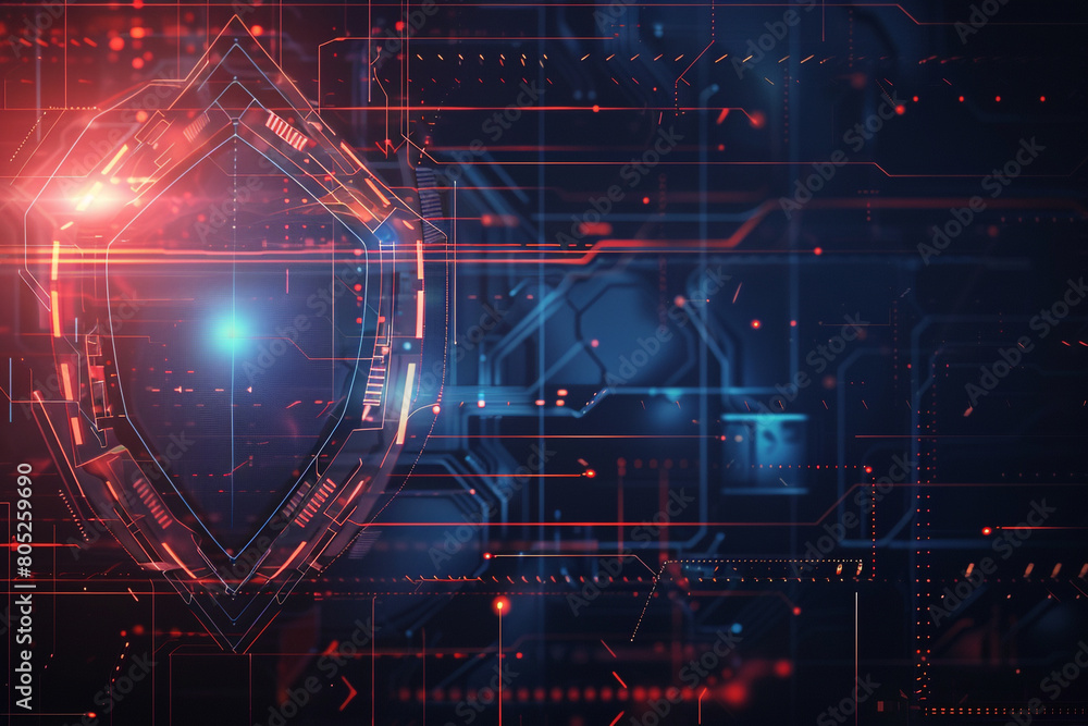 Aufkleber personal data security visualized through futuristic vectors, privacy shield on digital background