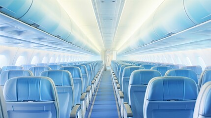Fototapeta premium seats blurred airplane interior
