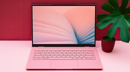 sleek pink laptop