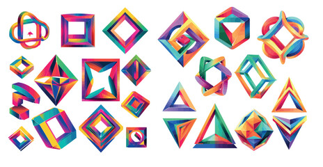 Incredibly compact geometric shapes. Paradox triangles, squares, and circles.