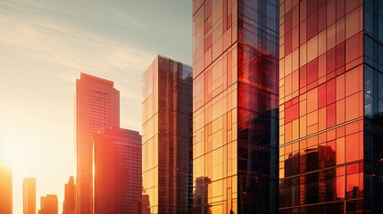 skyline buildings sun