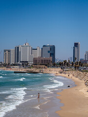 Tel Aviv beach on a sunny day - obrazy, fototapety, plakaty