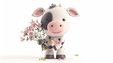 funny cartoon cow on a white background