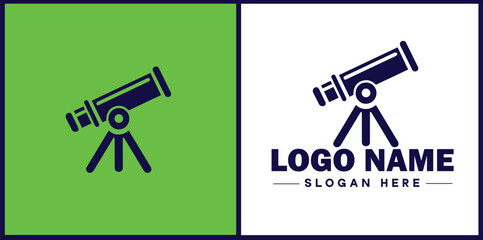 telescope icon Spyglass Optics Observatory flat logo sign symbol editable vector