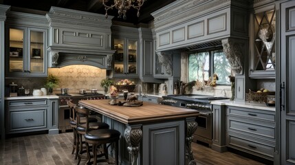 distressed gray kitchen cabinets