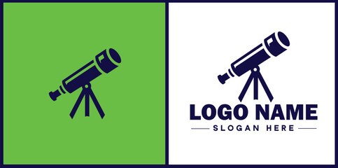 telescope icon Spyglass Optics Observatory flat logo sign symbol editable vector