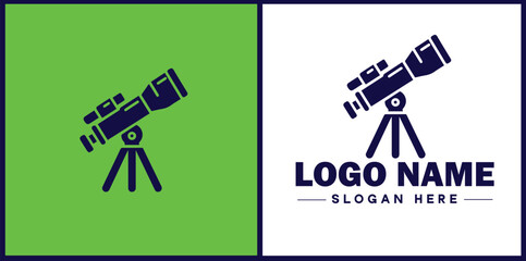 telescope icon Spyglass Optics Observatory flat logo sign symbol editable vector