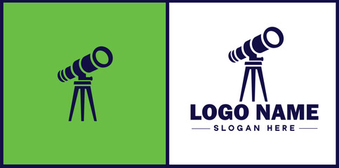telescope icon Spyglass Optics Observatory flat logo sign symbol editable vector
